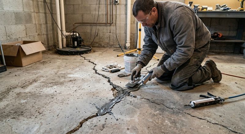 Cracked Basement Floor Repair in Kitsap County, WA