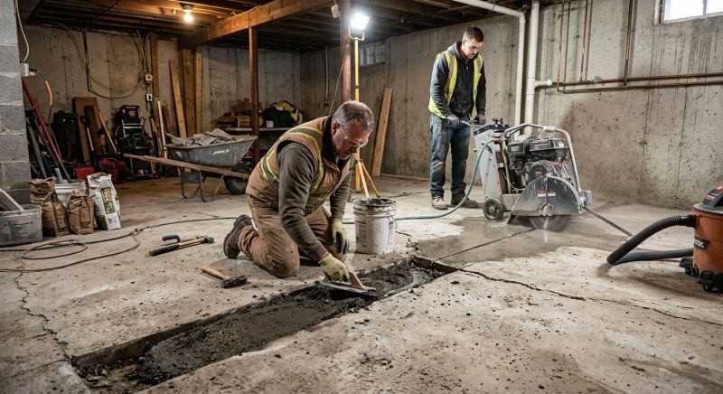 Cracked Basement Floor Repair in Kitsap County, WA